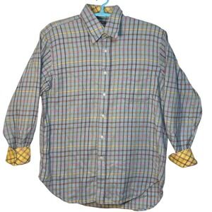 J McLaughlin Shirt Plaid Button Down‎ Soft Cotton Casual Preppy Multi-Color XL